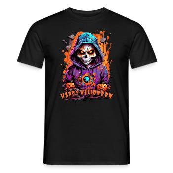 Conception du crâne d’Halloween 9.1 - T-shirt homme - noir - Devant - AI Model Male 178 light (178cm)