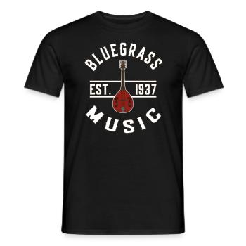 Bluegrass Music EST 1937 Bluegrass Mandolin - Männer T-Shirt - Schwarz - Vorne - AI Model Male 178 light (178cm)