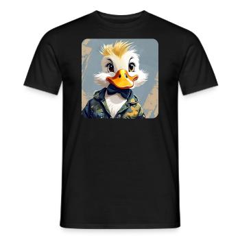 Naughty little duck with bow tie - Men's T-Shirt - black - Front - AI Model Male 178 light (178cm)