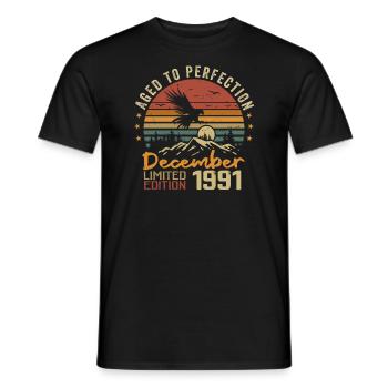 The legends were born in December 1991 - 1991 - Men's T-Shirt - black - Front - AI Model Male 178 light (178cm)