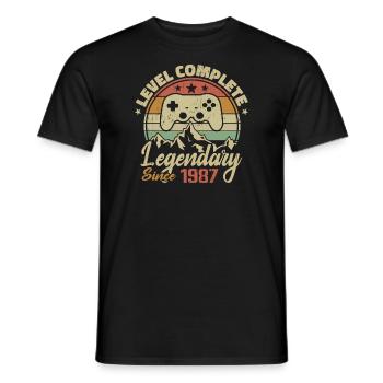 Cadeau D'anniversaire 1987 Niveau Complete - 1987 - T-shirt homme - noir - Devant - AI Model Male 178 light (178cm)