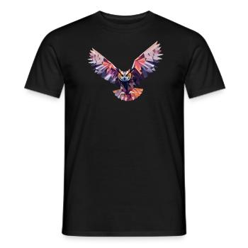 GEOMETRIC OWL, ABSTRACT OWL ART - Men's T-Shirt - black - Front - AI Model Male 178 light (178cm)