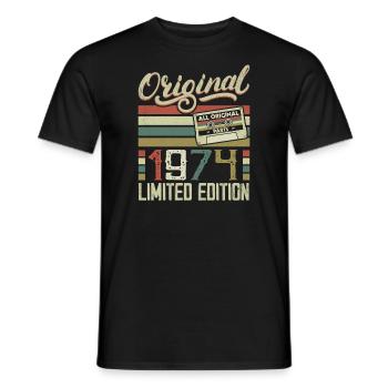 Vintage 1974 Retro Birthday Gift 1974 - Men's T-Shirt - black - Front - AI Model Male 178 light (178cm)
