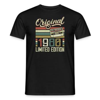 Vintage 1980 Cadeau D'anniversaire Rétro 1980 - T-shirt homme - noir - Devant - AI Model Male 178 light (178cm)