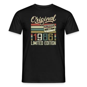 Vintage 1986 Cadeau D'anniversaire Rétro 1986 - T-shirt homme - noir - Devant - AI Model Male 178 light (178cm)