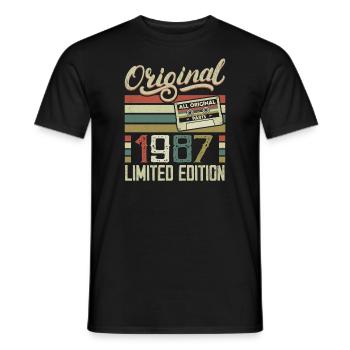 Vintage 1987 Cadeau D'anniversaire Rétro 1987 - T-shirt homme - noir - Devant - AI Model Male 178 light (178cm)