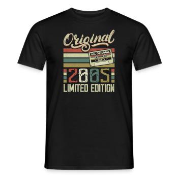 Vintage 2005 Retro Birthday Gift 2005 - Men's T-Shirt - black - Front - AI Model Male 178 light (178cm)