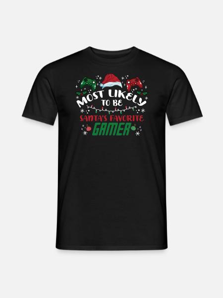 Noël Jeux de Noël Le joueur préféré du Père Noël - T-shirt homme - noir