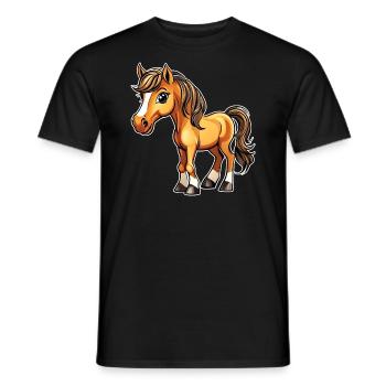 Mignon petit cheval avec blaze - T-shirt homme - noir - Devant - AI Model Male 178 light (178cm)