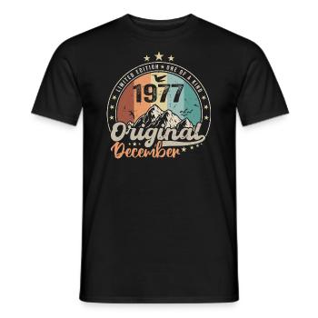 December 1977 Birthday Gift - December 1977 - Men's T-Shirt - black - Front - AI Model Male 178 light (178cm)