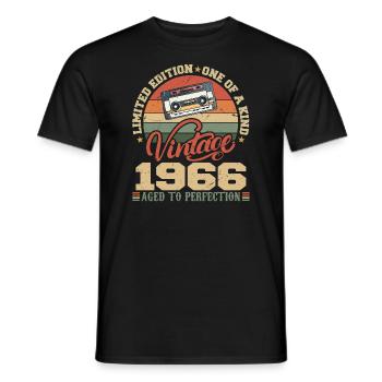 Vintage 1966 Cadeau D'anniversaire Retro 1966 - T-shirt homme - noir - Devant - AI Model Male 178 light (178cm)