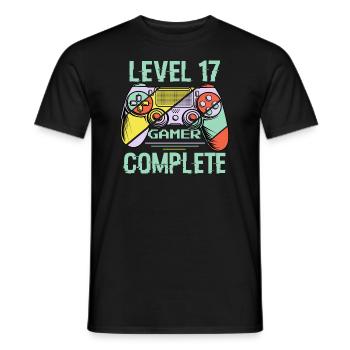 Level 17 Abschließen 17 Jahre Älterer Spieler Level 17 Abgeschlossen - Männer T-Shirt - Schwarz - Vorne - AI Model Male 178 light (178cm)