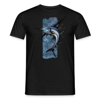 Gezackter Herrscher: Das königliche Gleiten des Schwertfisches - Männer T-Shirt - Schwarz - Vorne - AI Model Male 178 light (178cm)