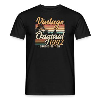 Vintage Anniversary Made in 1992 Retro 1992 - Men's T-Shirt - black - Front - AI Model Male 178 light (178cm)