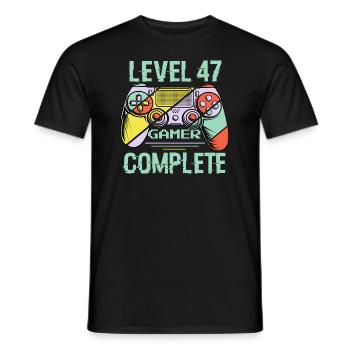Level 47 Complete 47 Years Old Gamer Level 47 Complete - Men's T-Shirt - black - Front - AI Model Male 178 light (178cm)