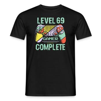 Level 69 Abschließen 69 Jahre alter Spieler Level 69 Abgeschlossen - Männer T-Shirt - Schwarz - Vorne - AI Model Male 178 light (178cm)
