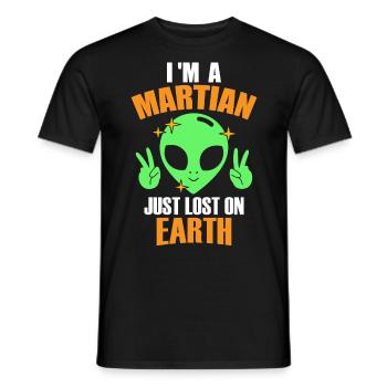Je suis un Martien juste perdu sur Terre, Humour, Fun, - T-shirt homme - noir - Devant - AI Model Male 178 light (178cm)