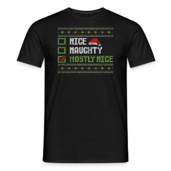 Noël Humour Drôle Gentil Coquine Plutôt Gentil - T-shirt homme - noir - Devant - AI Model Male 178 light (178cm)