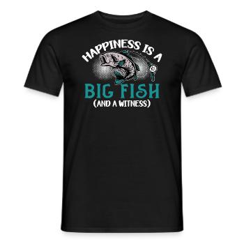 Angler Angeln Geschenkidee Happiness Is A Big Fish - Männer T-Shirt - Schwarz - Vorne - AI Model Male 178 light (178cm)