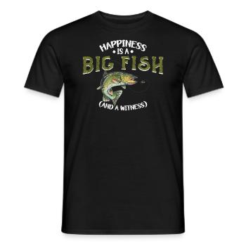 Angler Angeln Geschenkidee Happiness Is A Big Fish - Männer T-Shirt - Schwarz - Vorne - AI Model Male 178 light (178cm)
