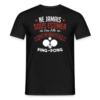 Une Fille Et joueur de ping-pong - T-shirt homme - noir - Devant - AI Model Male 178 light (178cm)