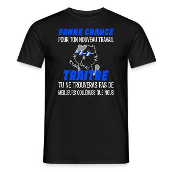 Départ Collègue Travail & Nouvel Emploi - Adieu - T-shirt homme - noir - Devant - AI Model Male 178 light (178cm)