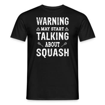 Warning may start talking about Squash Spieler - Männer T-Shirt - Schwarz - Vorne - AI Model Male 178 light (178cm)