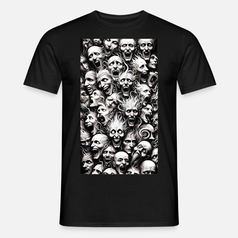 Gesichter des Wahnsinns - Männer T-Shirt - Schwarz