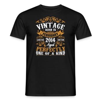 Cadeau D'anniversaire Février 2014 Vintage 10e - T-shirt homme - noir - Devant - AI Model Male 178 light (178cm)