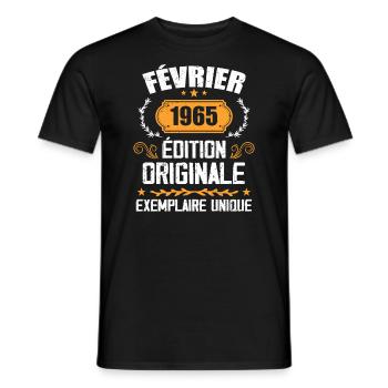 Cadeau 59e Anniversaire Nées En Février 1965 - T-shirt homme - noir - Devant - AI Model Male 178 light (178cm)