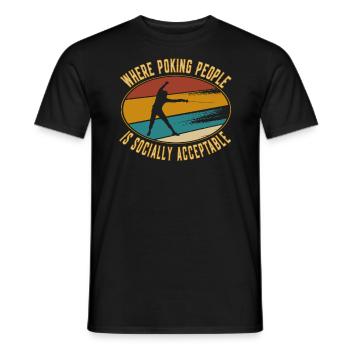 Retro Fencing poking people - Fencing Fencer - Men's T-Shirt - black - Front - AI Model Male 178 light (178cm)