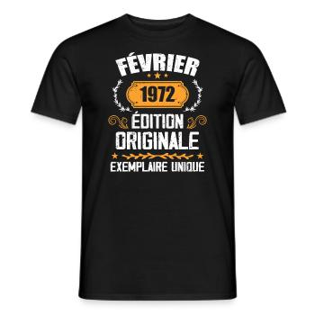 Cadeau 52e Anniversaire Nées En Février 1972 - T-shirt homme - noir - Devant - AI Model Male 178 light (178cm)
