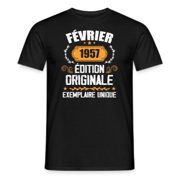 Geschenk zum 67. Geburtstag geboren im Februar 1957 - Männer T-Shirt - Schwarz - Vorne - AI Model Male 178 light (178cm)