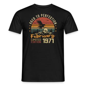 Born in February 1971 Birthday 1971 February - Men's T-Shirt - black - Front - AI Model Male 178 light (178cm)
