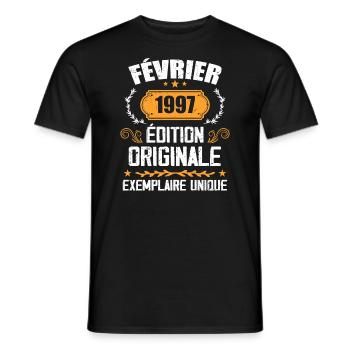Geschenk zum 27. Geburtstag, geboren im Februar 1997 - Männer T-Shirt - Schwarz - Vorne - AI Model Male 178 light (178cm)