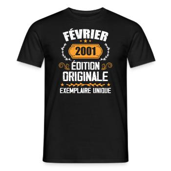 23rd Birthday Gift Born In February 2001 - Men's T-Shirt - black - Front - AI Model Male 178 light (178cm)
