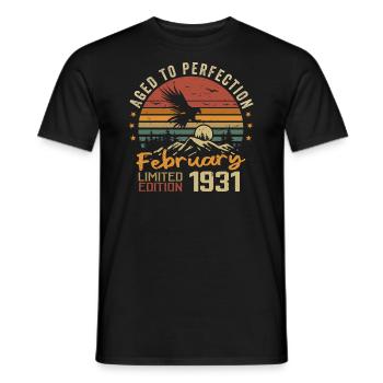 Né en Fevrier 1931 Anniversaire 1931 Février - T-shirt homme - noir - Devant - AI Model Male 178 light (178cm)