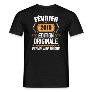 Geschenk zum 14. Geburtstag geboren im Februar 2010 - Männer T-Shirt - Schwarz - Vorne - AI Model Male 178 light (178cm)