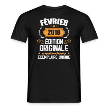 6th Birthday Gift Born in February 2018 - Men's T-Shirt - black - Front - AI Model Male 178 light (178cm)
