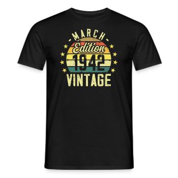 Vintage March 1942 Vintage Gift Anniversary 1942 - Men's T-Shirt - black - Front - AI Model Male 178 light (178cm)