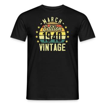 Vintage March 1940 Vintage Gift Anniversary 1940's - Men's T-Shirt - black - Front - AI Model Male 178 light (178cm)