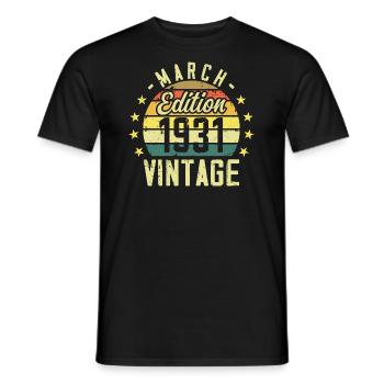 Vintage mars 1931 vintage cadeau anniversaire 1931 - T-shirt homme - noir - Devant - AI Model Male 178 light (178cm)