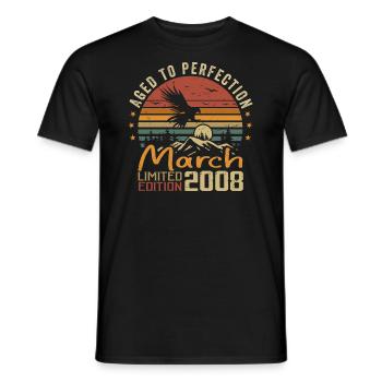 The Legends were born in March 2008 Vintage Retro - Men's T-Shirt - black - Front - AI Model Male 178 light (178cm)