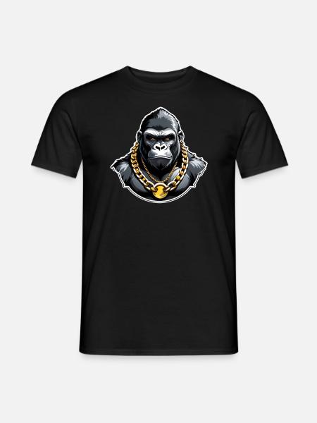 Gorilla with Gold Chain - Men's T-Shirt - black