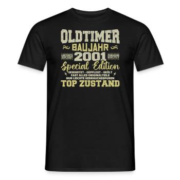 Vintage 2001 Born Retro Birthday Vintage - Men's T-Shirt - black - Front - AI Model Male 178 light (178cm)