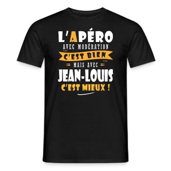 Jean-louis cadeau Humour cadeau jean louis - T-shirt homme - noir - Devant - AI Model Male 178 light (178cm)