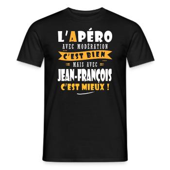 Jean-françois cadeau cadeau jean françois - T-shirt homme - noir - Devant - AI Model Male 178 light (178cm)