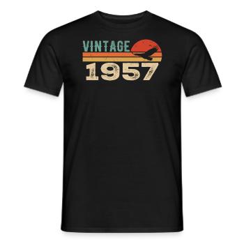 Vintage 1957 Retro 1957 Birthday Gift - Men's T-Shirt - black - Front - AI Model Male 178 light (178cm)
