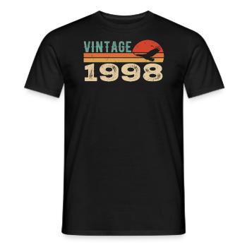 Vintage 1998 Birthday Gift 1998 Retro 1998 - Men's T-Shirt - black - Front - AI Model Male 178 light (178cm)