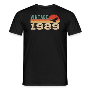 Vintage 1989 Birthday Gift 1989 Retro 1989 - Men's T-Shirt - black - Front - AI Model Male 178 light (178cm)